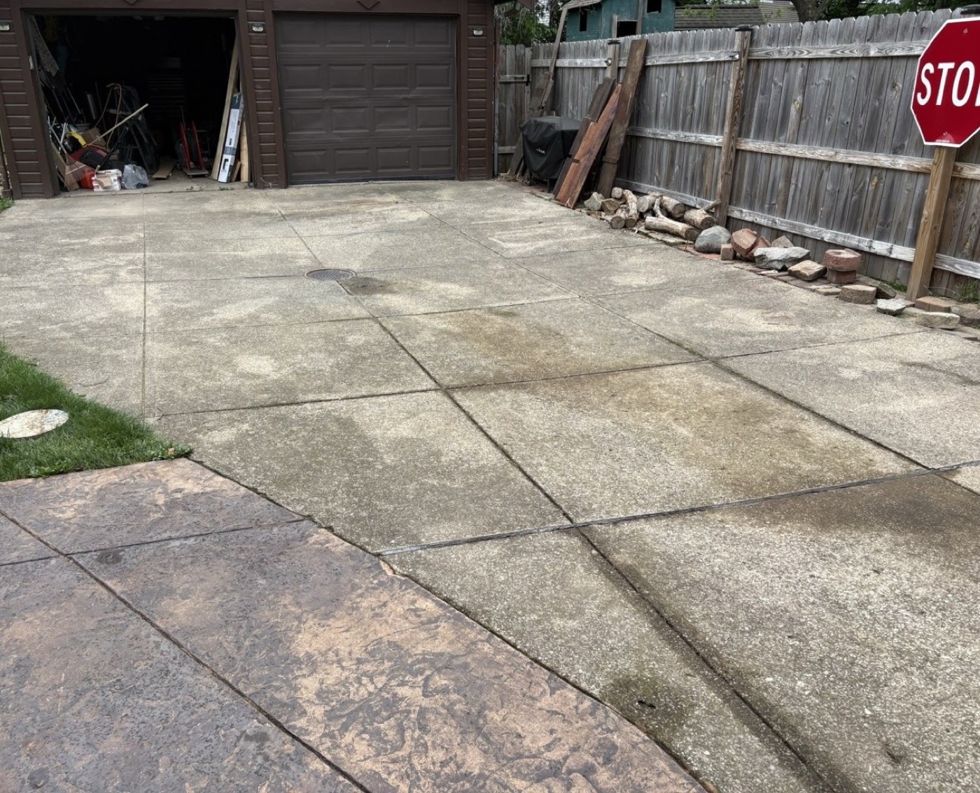 Home exterior pressure washing — before
