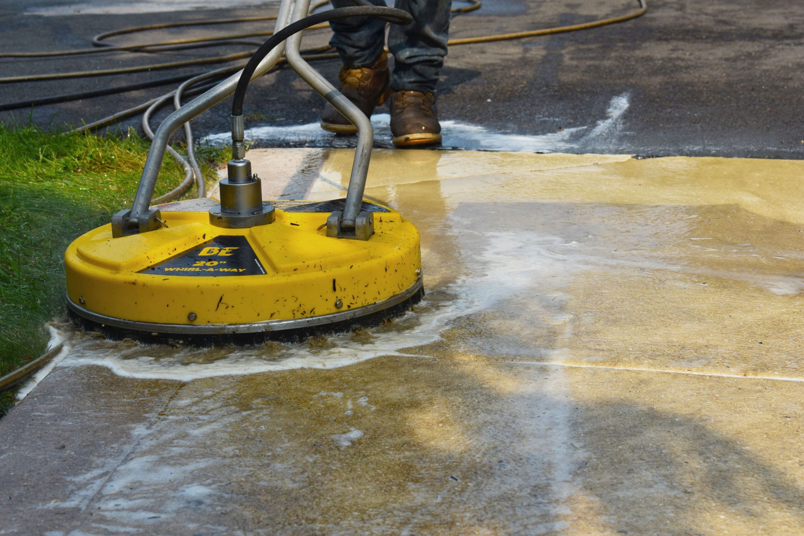 Professional pressure washing in progress